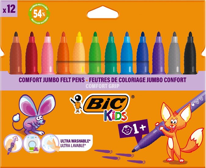 Bic Kids Comfort Jumbo viltstiften, etui van 12 stuks