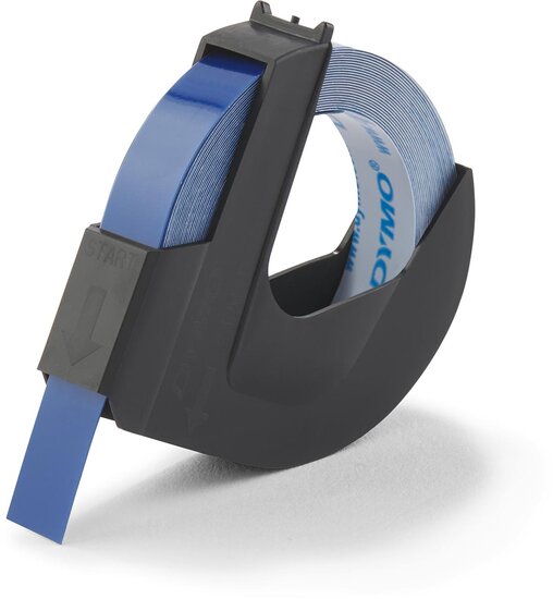 Dymo tape 9 mm voor lettertang Omega, blauw