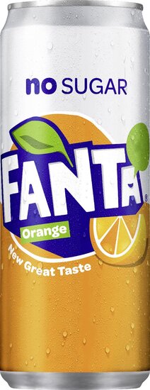 Fanta Zero Orange frisdrank, sleek blik van 33 cl, pak van 24 stuks