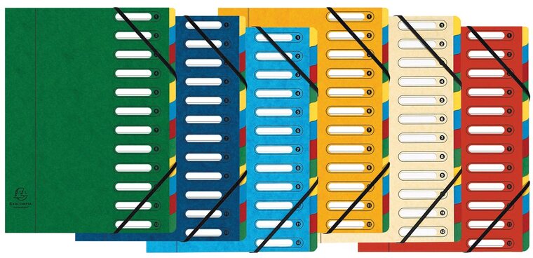 Exacompta voorordner Harmonika, 12 vakken, geassorteerde kleuren