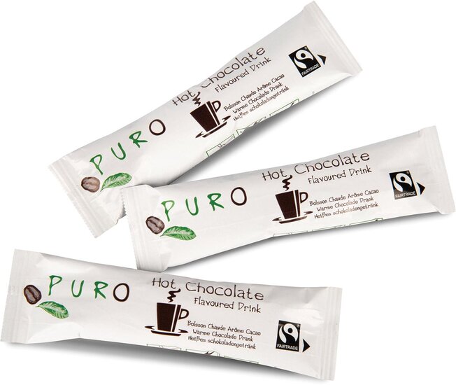 Puro cacao poedersticks fairtrade, 25 g, doos van 100 stuks