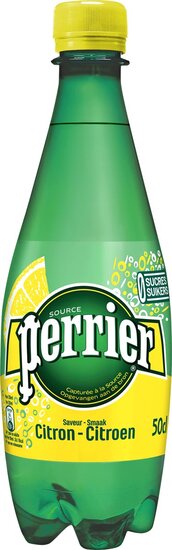 Perrier aromatiserend bruiswater smaak citroen, fles van 50 cl, pak van 24 stuks