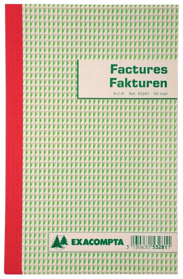 Exacompta factuurboek, ft 21x13,5 cm, tweetalig, tripli (50 x 3 vel)