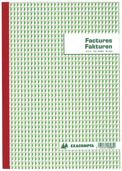 Exacompta factuurboek, ft 21 x 29,7 cm, tweetalig, tripli (50 x 3 vel)