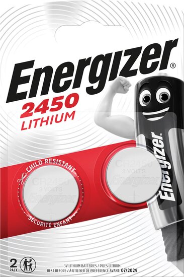 Energizer knoopcel CR2450, blister van 2 stuks