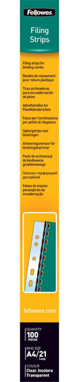 Fellowes filestrips uit plastic ft A4, pak van 100 stuks