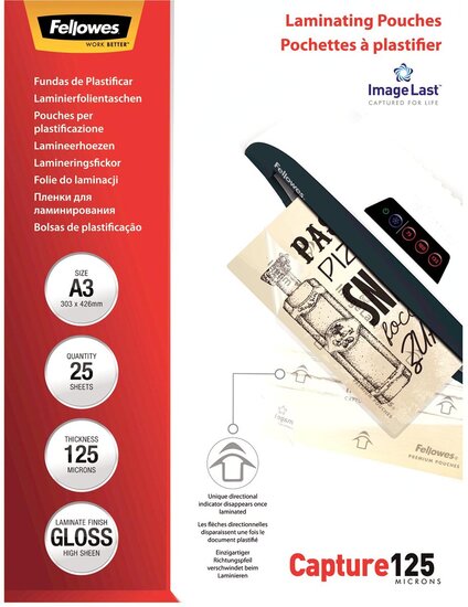 Fellowes lamineerhoes Capture125 ft A3, 250 micron (2 x 125 micron), pak van 25 stuks