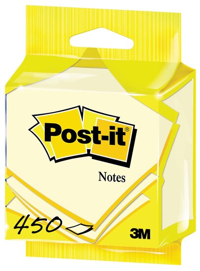 Post-it Notes, 450 vel, ft 76 x 76 mm, geel, op blister