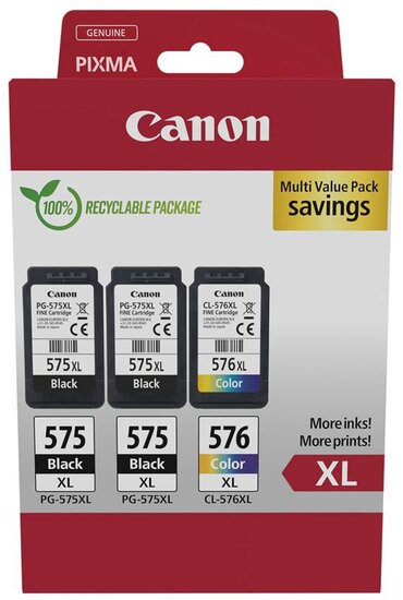 Canon inktcartridge 2 x PG-575XL + 1 x CL-576XL, 300 - 400 pagina&#039;s, OEM 5437C004, 4 kleuren