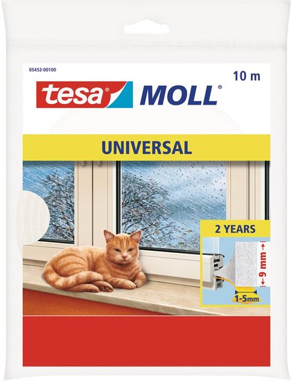 Tesa Moll Universal tochtstrip, 10 m x 9 mm, wit