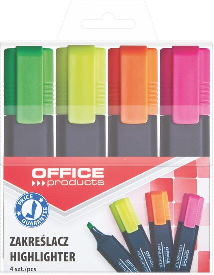 Office Products markeerstift, set van 4 stuks, assorti