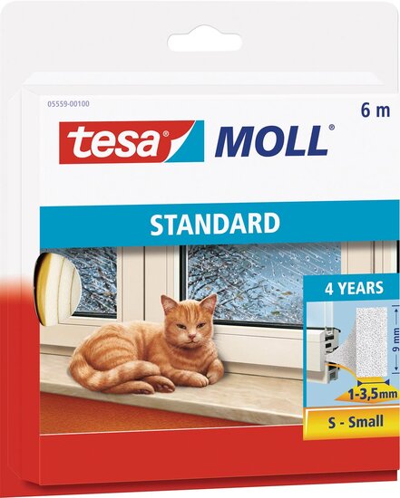 Tesa Moll Standard tochtstrip I-profiel, 6 m, wit