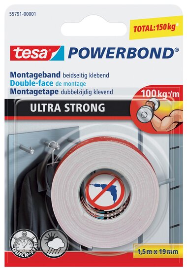 Tesa Powerbond Ultra Strong, ft 19 mm x 1,5 m, op blister