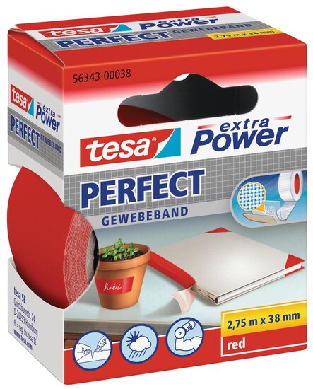 Tesa extra Power Perfect, ft 38 mm x 2,75 m, rood