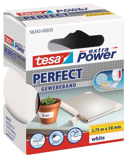 Tesa extra Power Perfect, ft 38 mm x 2,75 m, wit