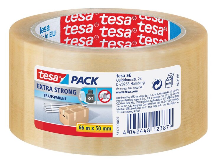 Tesa verpakkingsplakband Extra Strong, ft 50 mm x 66 m, PVC, transparant