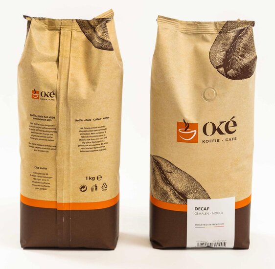 Ok&eacute; koffie, gemalen, zak van 1 kg, Deca