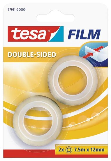 Tesafilm Double-Sided, ft 7,5 m x 12 mm, blister van 2 stuks