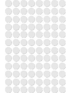 Apli ronde etiketten in etui diameter 8 mm, wit, 480 stuks, 96 per blad (1183)