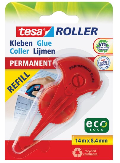 Tesa Roller navulling lijmroller permanent ecoLogo, ft 8,4 mm x 14 m, op blister