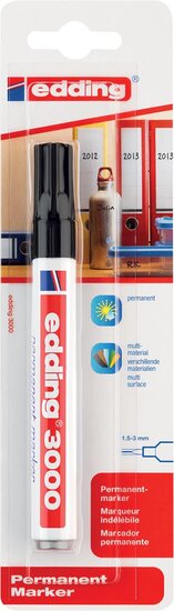 Edding permanent marker 3000 zwart, op blister