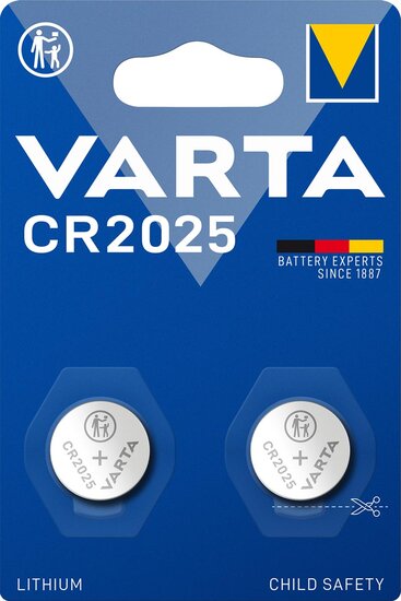 Varta knoopcel Lithium CR2025, blister van 2 stuks