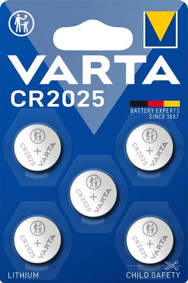 Varta knoopcel Lithium CR2025, blister van 5 stuks