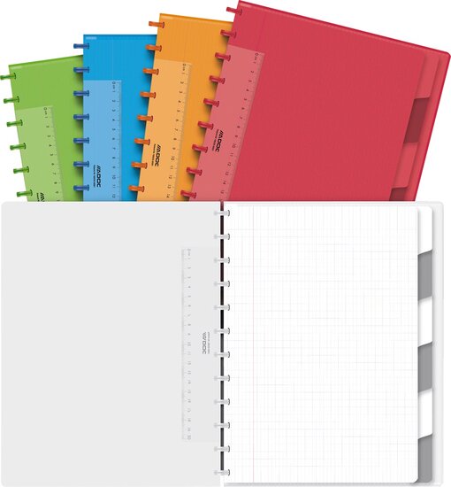 Adoc Colorlines schrift, ft A4, 144 bladzijden,commercieel geruit, geassorteerde kleuren