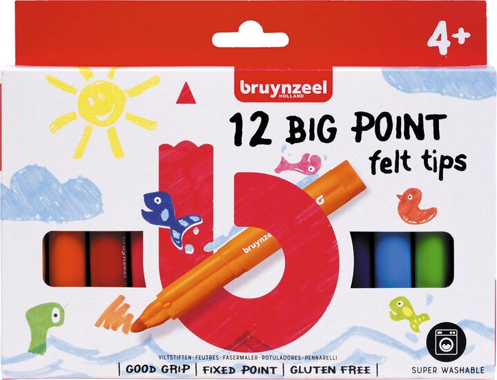 Bruynzeel Kids viltstiften Big Point, set van 12 stuks, assorti