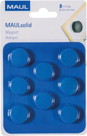 MAUL magneet Solid 20mm trekkracht 300gr blister 8 blauw