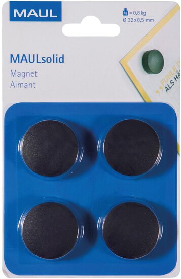 MAUL magneet Solid 32mm trekkracht  800gr blister 4 zwart