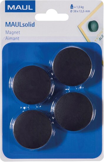 Maul magneet Solid 38mm trekkracht  1,5kg blister 4 zwart