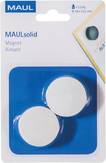 MAUL magneet Solid 38mm trekkracht  2.5kg blister 2 wit