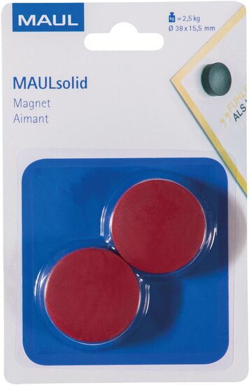 MAUL magneet Solid 38mm trekkracht  2.5kg blister 2 rood