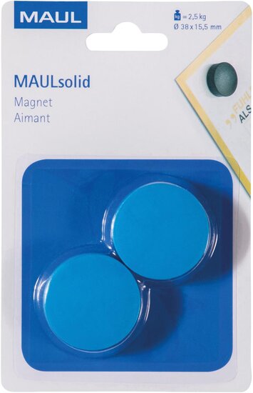 MAUL magneet Solid 38mm trekkracht  2.5kg blister 2 blauw