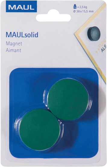 MAUL magneet Solid 38mm trekkracht  2.5kg blister 2 groen