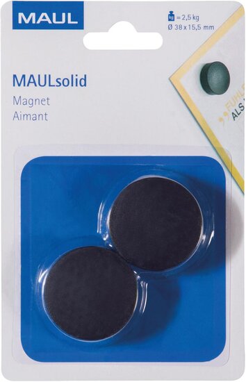 MAUL magneet Solid 38mm trekkracht  2.5kg blister 2 zwart