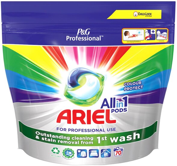 Ariel Professional wasmiddel All-in-1 Color, pak van 70 capsules