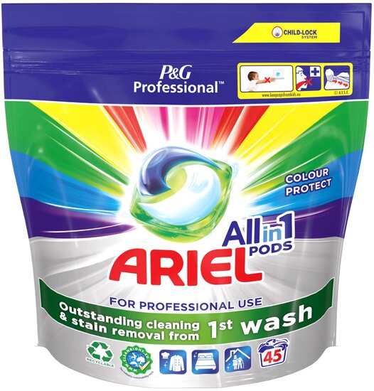 Ariel Professional wasmiddel All-in-1 Color, pak van 45 capsules