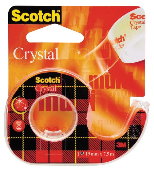 Scotch Plakband Crystal ft 19 mm x 7,5 m, blister met 1 afroller met 1 rolletje