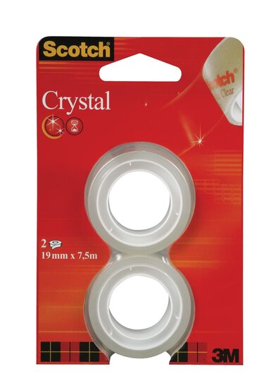 Scotch Plakband Crystal ft 19 mm x 7,5 m, blister met 2 rolletjes