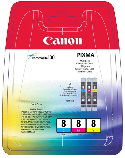 Canon inktcartridge CLI-8, 420 pagina&#039;s, OEM 0621B029, 3 kleuren