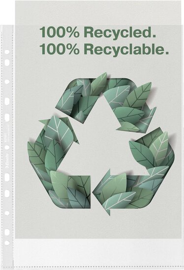 Esselte premium geperforeerde showtas, 100 % gerecycleerd, ft A4, 100 micron, doos van 50 stuks