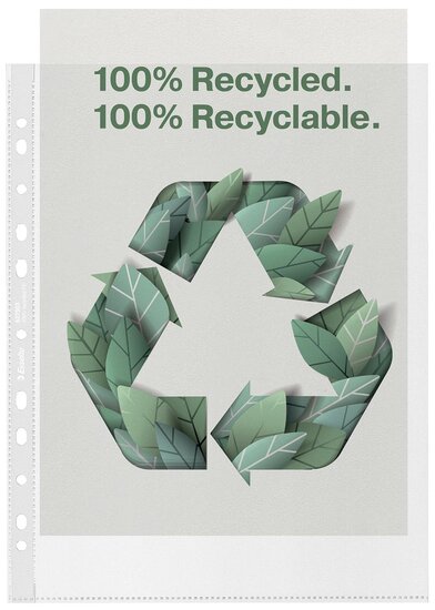 Esselte premium geperforeerde showtas, 100 % gerecycleerd, ft A4 maxi, 100 micron, pak van 100 stuks