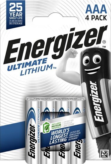 Energizer batterijen Lithium AAA, blister van 4 stuks