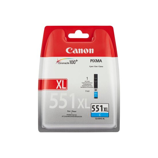 Canon inktcartridge CLI-551C-XL, 695 pagina&#039;s, OEM 6444B001, cyaan