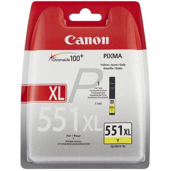 Canon inktcartridge CLI-551Y-XL, 695 pagina&#039;s, OEM 6446B001, geel