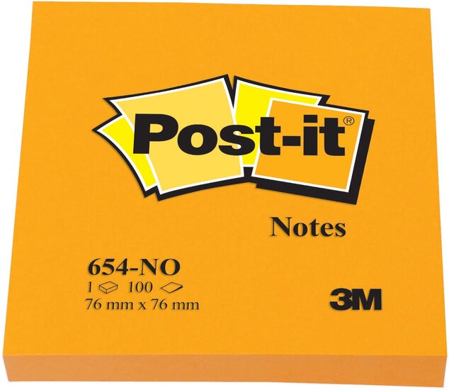 Post-it Notes, 100 vel, ft 76 x 76 mm, neonoranje