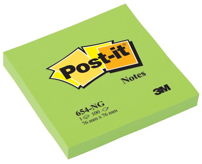 Post-it Notes, 100 vel, ft 76 x 76 mm, neongreon