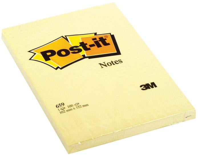 Post-it Notes, ft 102 x 152 mm, geel, blok van 100 vel